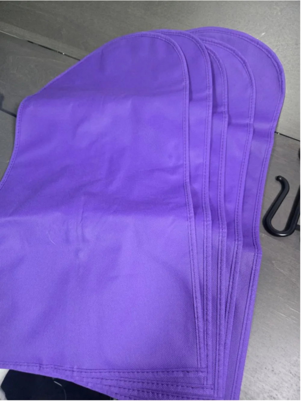 Purple Bags with Black Hangers One Size